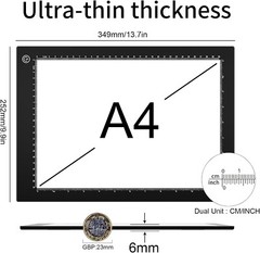 Durable A4 Drawing Light Pad with Adjustable Brightness – Perfect for Sketching