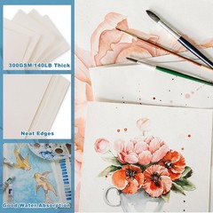 120 Sheets Watercolor Paper, 8.5″ x 11″ 140 lb/300 GSM Cold Press Watercolor …