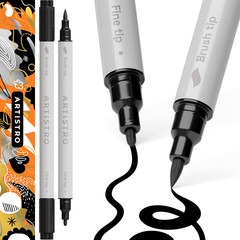 ARTISTRO 2 Black Dual-Tip Acrylic Paint Pens – Multisurface Markers for Glass, R