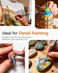 10-Piece Miniature Detail Paint Brush Set for Models, Acrylic, Oil & Watercolor