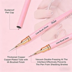 5Pcs Nail Art Liner Brushes,Liner Brush For Nails Gel,Thin pink colour