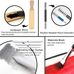 76 Drawing Sketching Kit Set – Pro Art Supplies with Sketchbook & Watercolor Pap