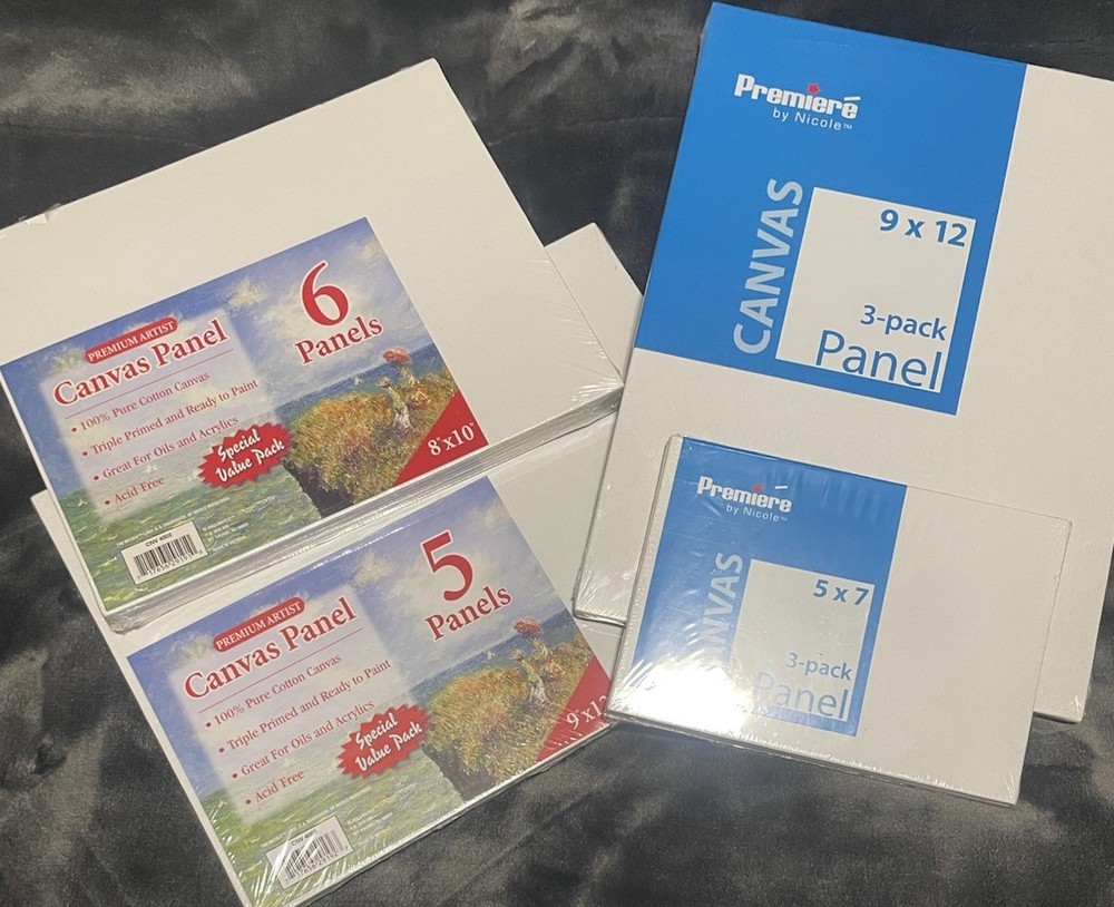 Premiere by Nicole Premium Artist Cotton Canvas Panel Packs 8×10 9×12 5×7