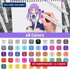 48 Colors Alcohol Markers Set: Dual Tip Art Marker for Adult Coloring Books Prof