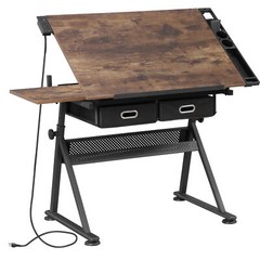Adjustable Drafting Table for Artists – Drawing Table with Drawers & Outlet