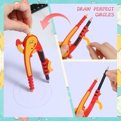 30 Pcs Math Geometry Compass Bulk, 6 Inch Plastic Drawing Compass with Pencils