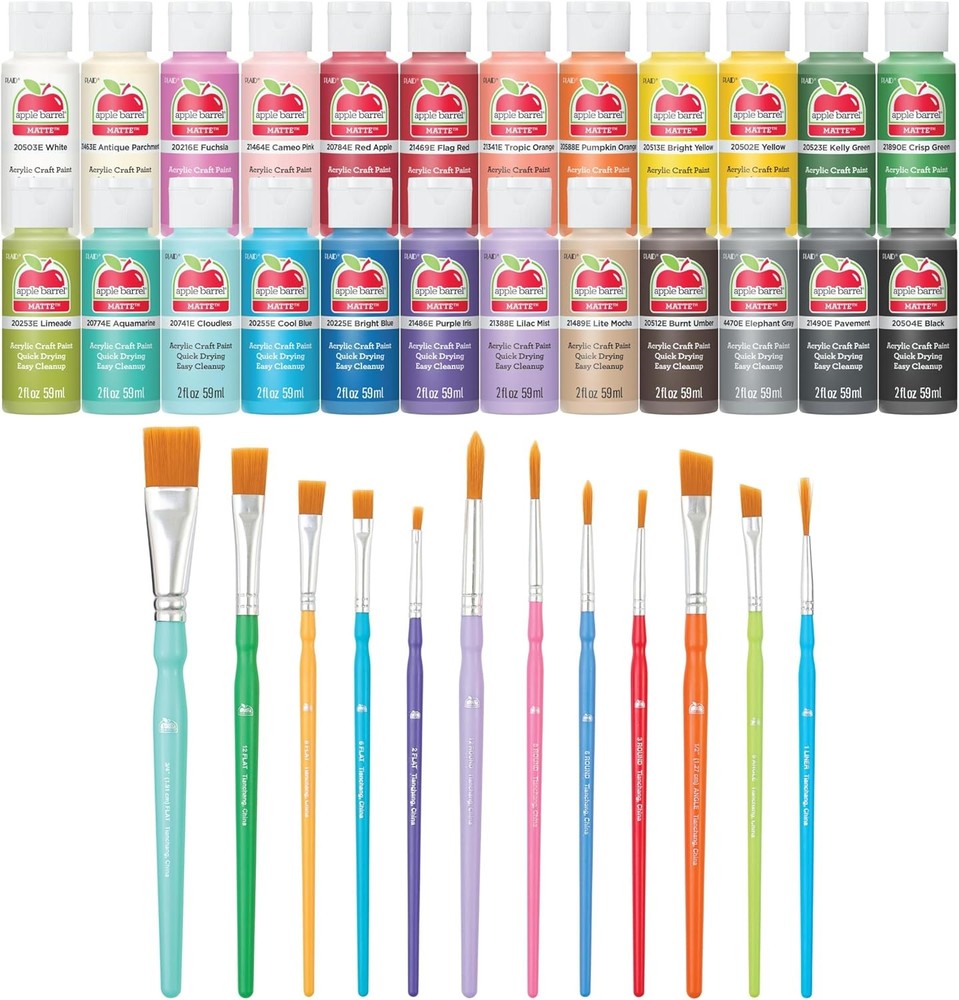 Apple Barrel Acrylic Craft Paint Kit, Matte Finish, 36 pcs