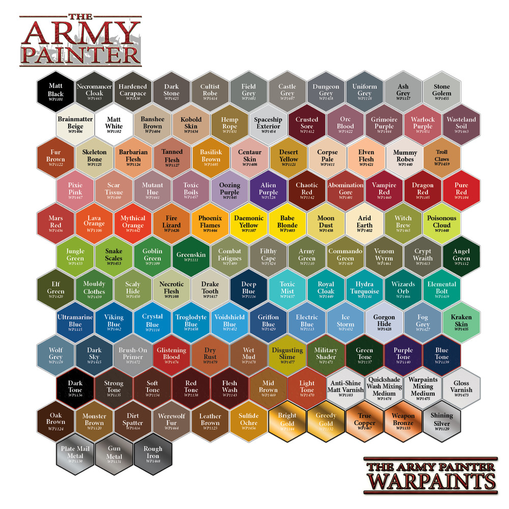 ARMY PAINTER Acrylic WARPAINT Complete Range Gloss/Flat/Washes/Effects