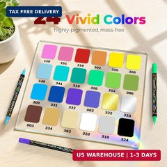 Betem Dual Tip Acrylic Paint Pens, 24 Colors Paint Markers for Glass, Window, Fa