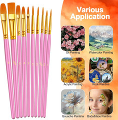 Paint Brushes Set, 5 Pack 50 Pcs Round-Pointed Tip Paintbrushes Nylon Hair Artis