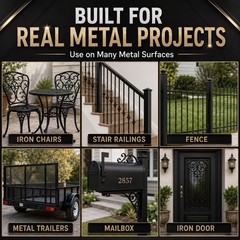 Water-Based Black Matte Metal Paint – 35 Fl Oz for Durable Indoor/Outdoor Use