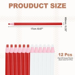 12Pcs, Peel-Off Grease Pencils Color China Markers White & Red