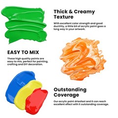 18 Colors Acrylic Paint Set, 8.45oz/250 ml Large Bulk Acrylic Paint, Rich Pig…