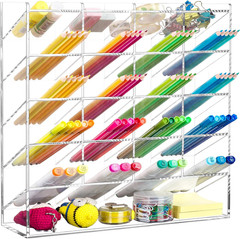 Acrylic Vertical Marker Organizer for 250 Markers with 21 Compartments, Clear An