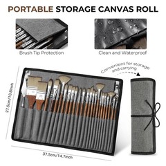 Fuumuui 25pcs Paint Brush Set, Professional 9 Shapes with Wide 25, Brown