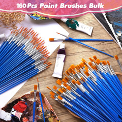 Small Paint Brushes Bulk, 160 Pcs Flat Tip round Acrylic Paint Brushes for Kids