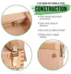 U.S. Art Supply Adjustable Wooden Sketchbox Easel, Desktop Drawer Case E-245