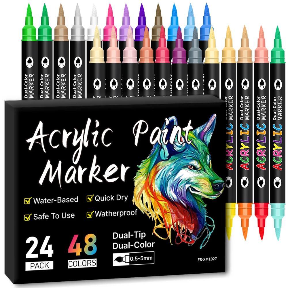 24/48/72 Colors Dual Tip Acrylic Paint Markers 12/24/36 Pack Art Markers Set Dra