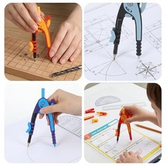 30 Pcs Math Geometry Compass Bulk, 6 Inch Plastic Drawing Compass with Pencils