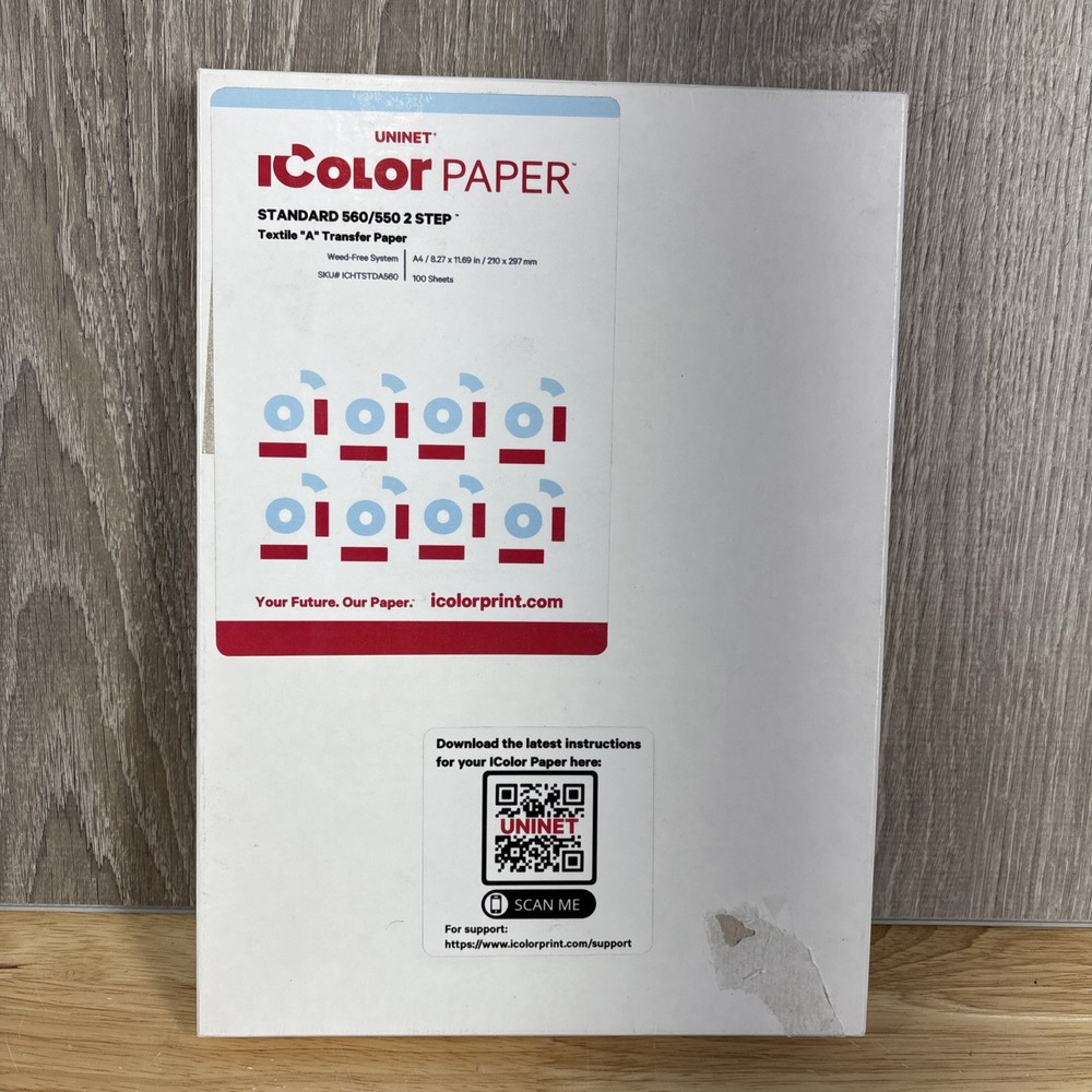 Uninet iColor Standard 560/550 2-Step “A” Transfer Paper 8.27×11.69 A4 56 Sheet