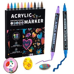12/24/36/48 Colors Dual Tip Acrylic Paint Pens for Rock Wood Glass DIY Crafts