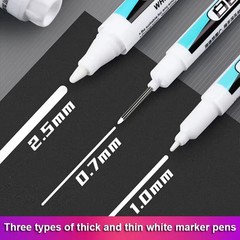 1/3PCS White Permanent Marker Pens 0.7/1.0/2.5mm Paint for Art Crafts