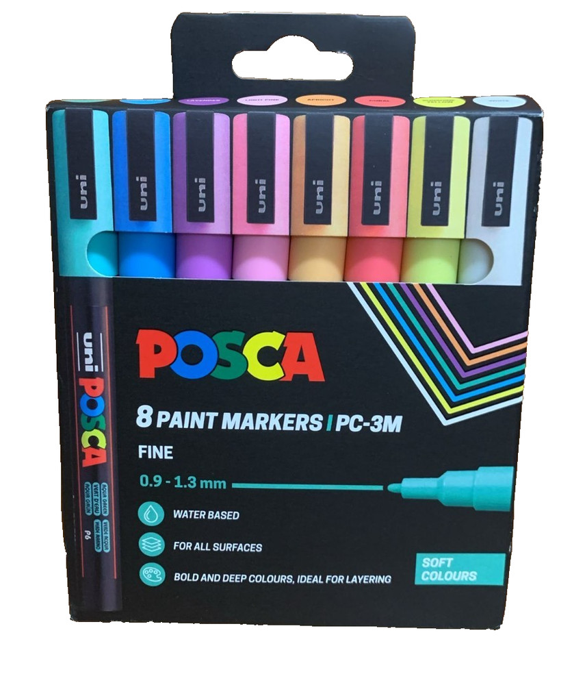 POSCA PC-3M Soft Colours Pack of 8