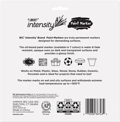 BIC Intensity Paint Markers 7 Assorted Vivid Colors Water and Fade Resistant