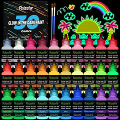 Glow in the Dark Paint, 30 Colors Neon Acrylic Paint with Sparkling Colors (20 M