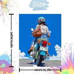 Motorbike Girl DIY Paint by Numbers Kit for Adults Relaxing Home Decor Art Set