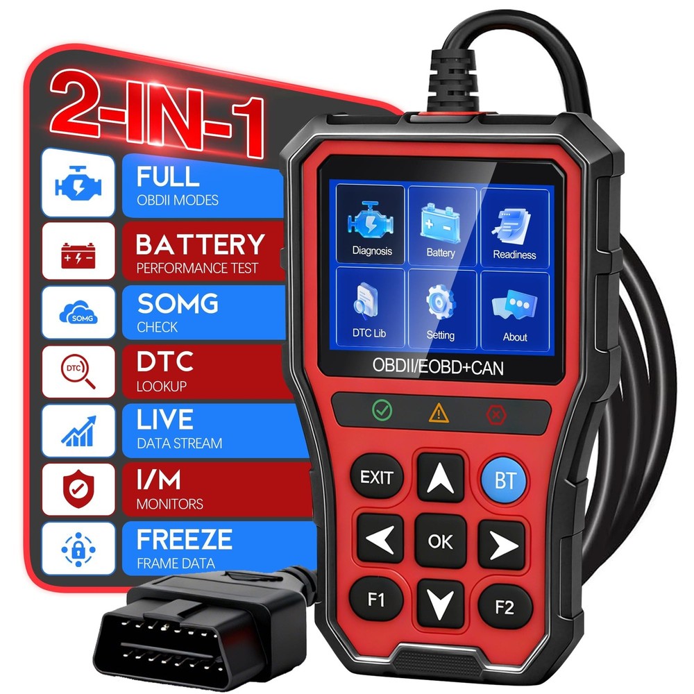 OBD2 Scanner Diagnostic Tool,Car Code Reader with Battery Tester, Check Engin…