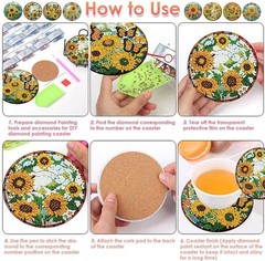 ijbnhd 8 Pcs Sunflower Diamond Art Coasters Kit, 4X4X0.1, Sunflower-1