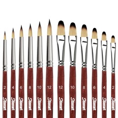Sdanart 12 pcs Acrylic Paint Brushes small, medium, large, Reddish Brown