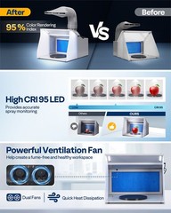 Airbrush Paint Spray Booth 4 LEDLight Adjustable Speed 95% Color Rendering Index