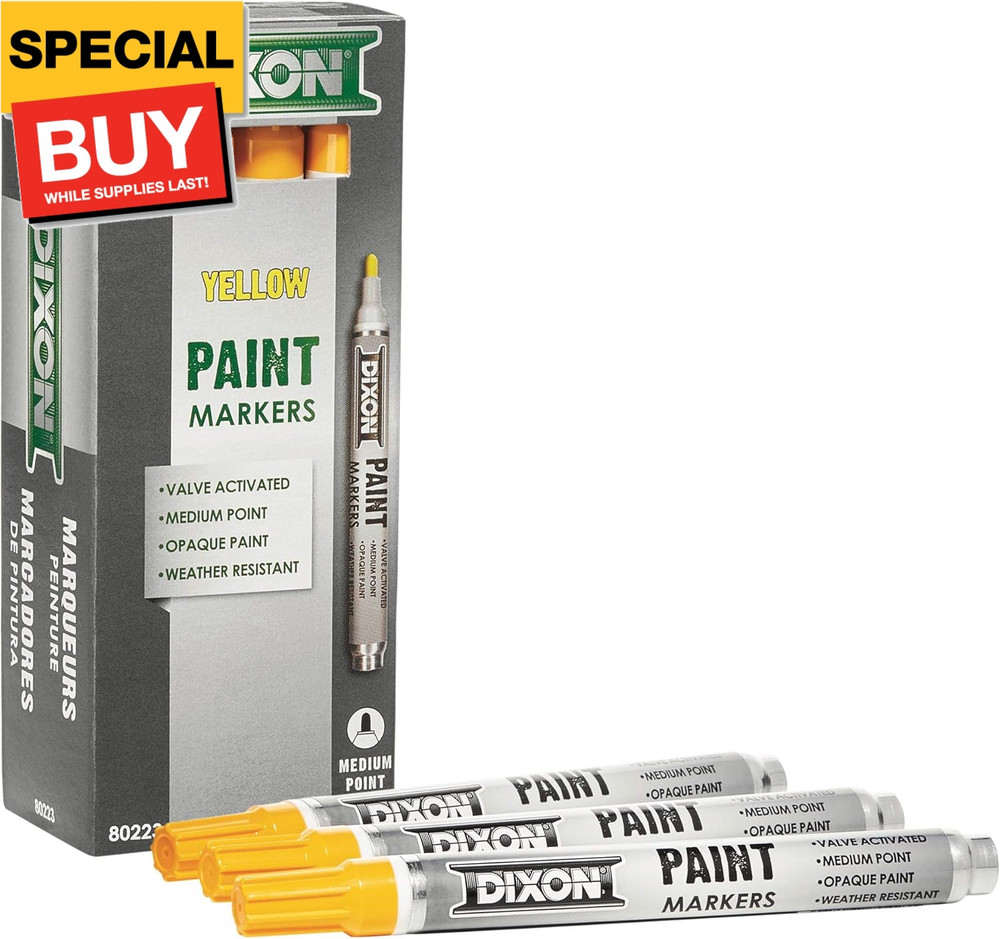 Paint Markers, Medium Tip, Box of 12, Yellow (80223)