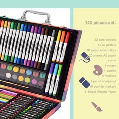 132-Piece Art Set, Deluxe Professional Color Set, Art Kit for Kids and Adult,…
