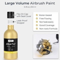 Fast-Drying 8.45 oz Metallic Gold Acrylic Airbrush Paint for Creative Projects