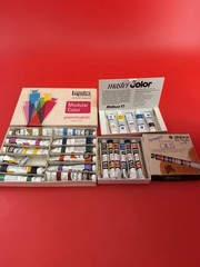 Vintage Liquitex Pelikan Shiva Artist Paint Set Lot Acrylic Oil Paints