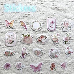 100PCS Vintage Floral Scrapbook Paper,Textured Paper Assorted Set, Pink