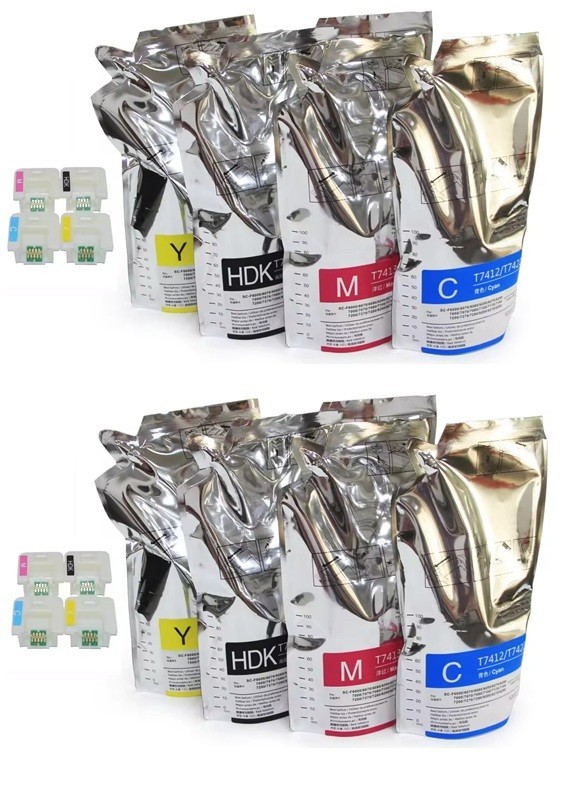 8 x DYE SUBLIMATION INK REFILL KIT EPSON F6200 F7200 F9200 F9370 F6070 + 8 CHIPS