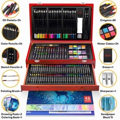 Art Supplies, 150-Pack Deluxe Wooden Art Set Crafts Drawing Painting Kit with…