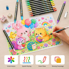 36 Colors Dual Tip Acrylic Paint Markers, Fabric Decorating Kits Premium Water-B