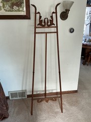 Antique Victorian Stick & Ball Bent Wood Oak EASEL Art Display Painting Stand