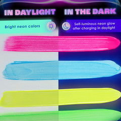Glow in the Dark | Luminescent | Phosphorescent | Self-Luminous Paint – Set of 8