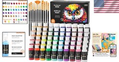 72 Pack Acrylic Paint Set with Extra White & Black