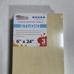 U.S. Art Supply 6×24 Birch Wood Cradled Panels 3‑Pack 3/4″ Deep Artist Boards