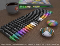TOOLI-ART Metallic Acrylic Paint Pens 24 Markers(0.7mm EXTRA FINE+3.0mm MEDIUM)