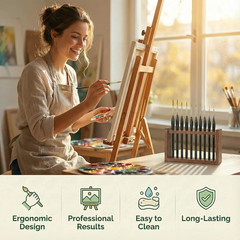 11-Piece Detail Paint Brushes Set, Triangular Grip Fine Tip Brushes, Small Paint