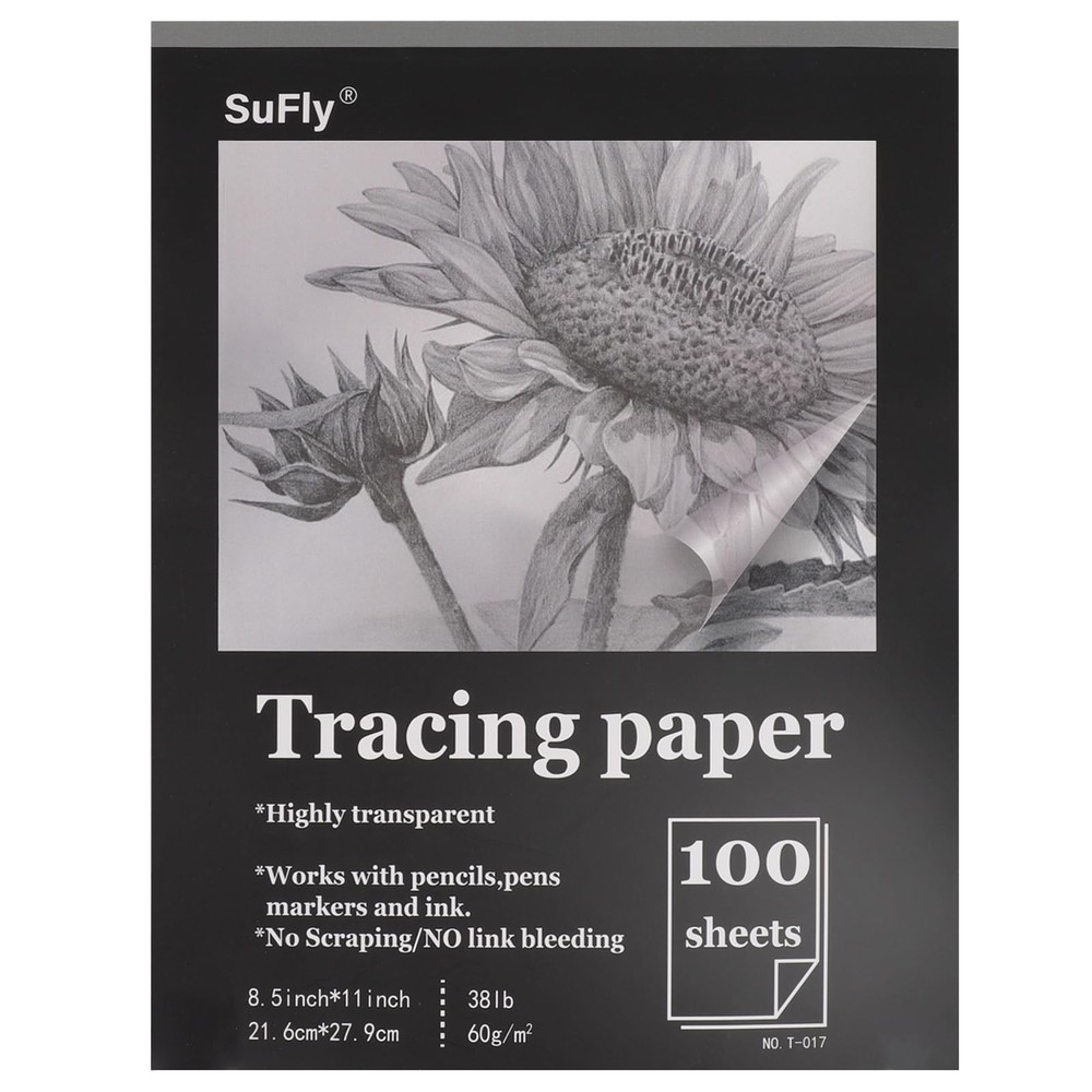 Tracing Paper 8.5×11 inch, 100 Sheets Transparent Vellum Paper for Tracing P