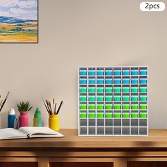 Set of 2 64 Grids Paint Organizer Storage Rack Wall-mounted Paints Holder